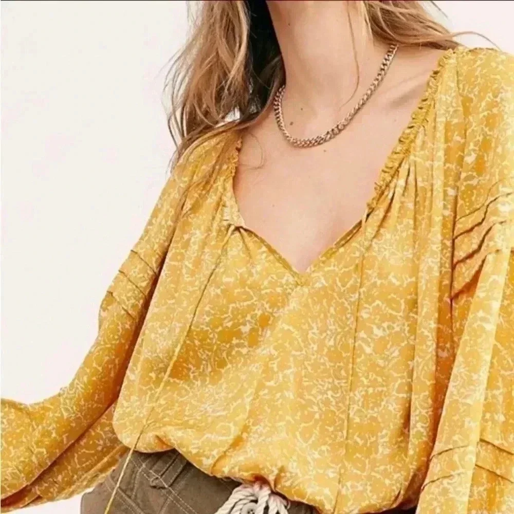 Free‎ People yellow floral bodysuit XS